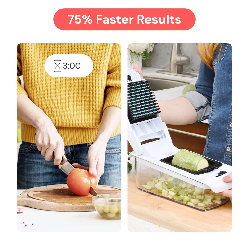 Fullstar Vegetable Chopper & Mandoline Slicer - Julienne Cutter Dicer Grater for Food Veggie Onion Cucumber Tomato Salad Potato Cheese - Kitchen Essentials & Gadgets (Compact 6-in-1, White)