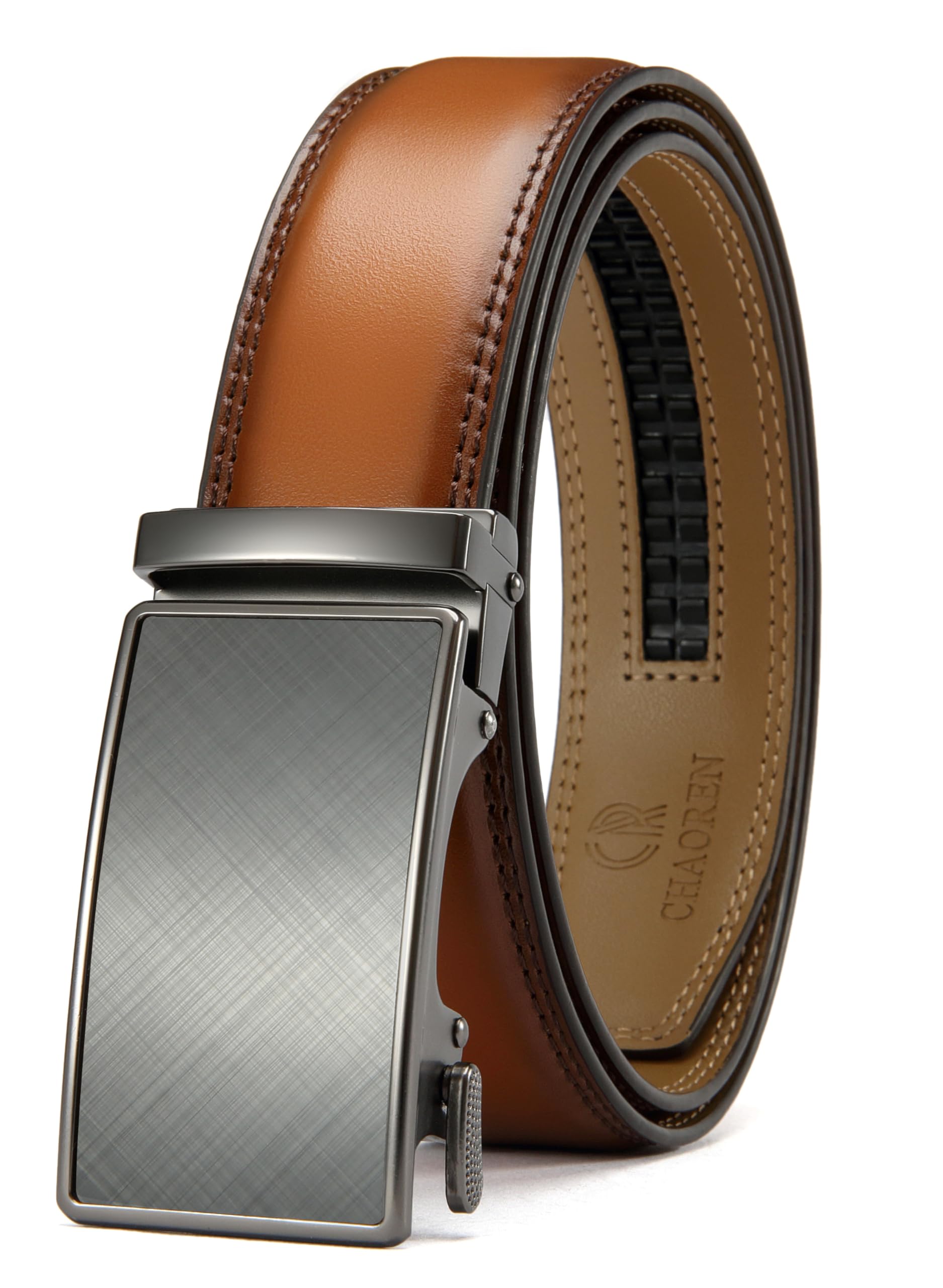 CHAOREN Ratchet Belts Men, 1 3/8" Mens Belts Leather for Dress, Micro Adjustable Fit Everywhere