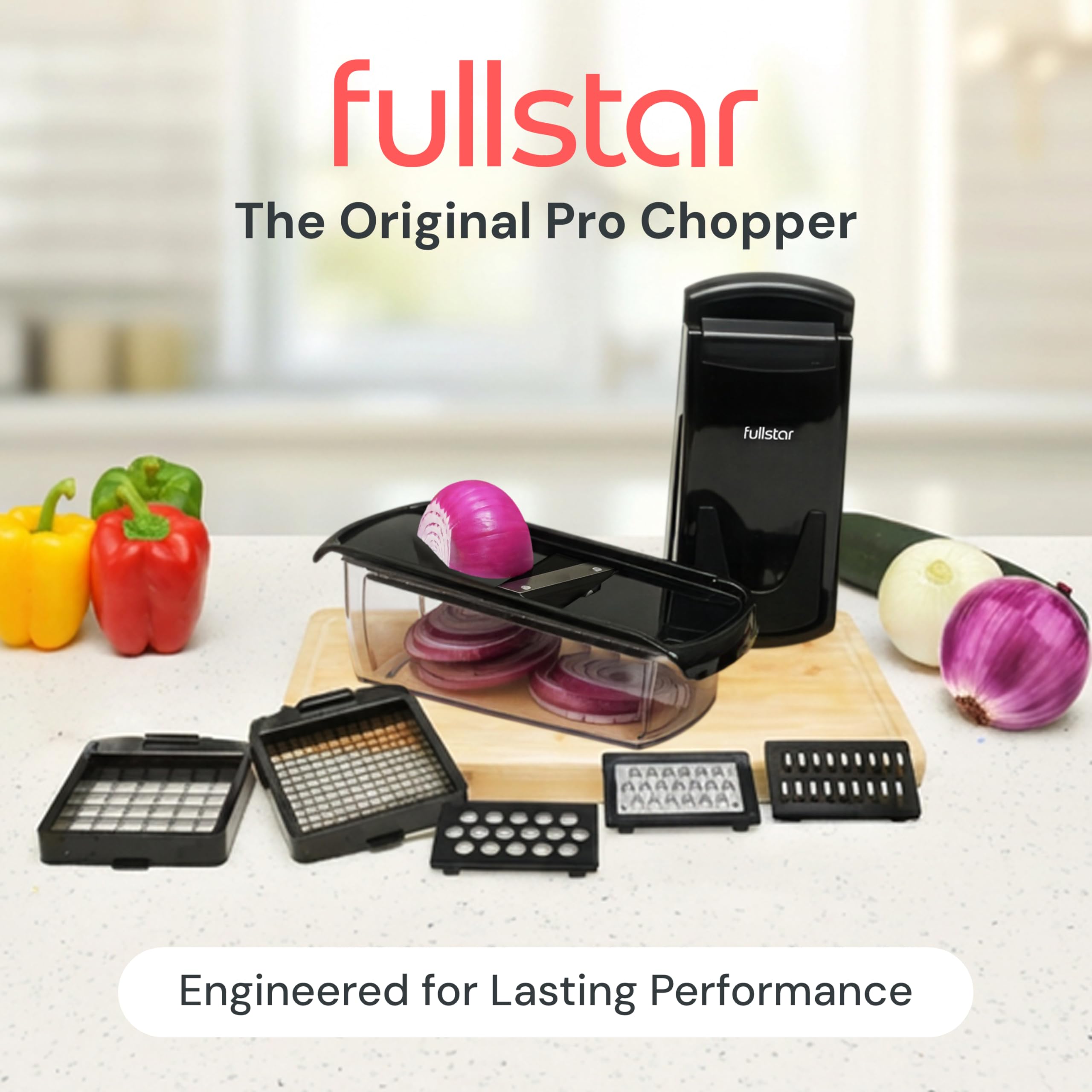 Fullstar Vegetable Chopper & Mandoline Slicer - Julienne Cutter Dicer Grater for Food Veggie Onion Cucumber Tomato Salad Potato Cheese - Kitchen Essentials & Gadgets (Compact 6-in-1, White)