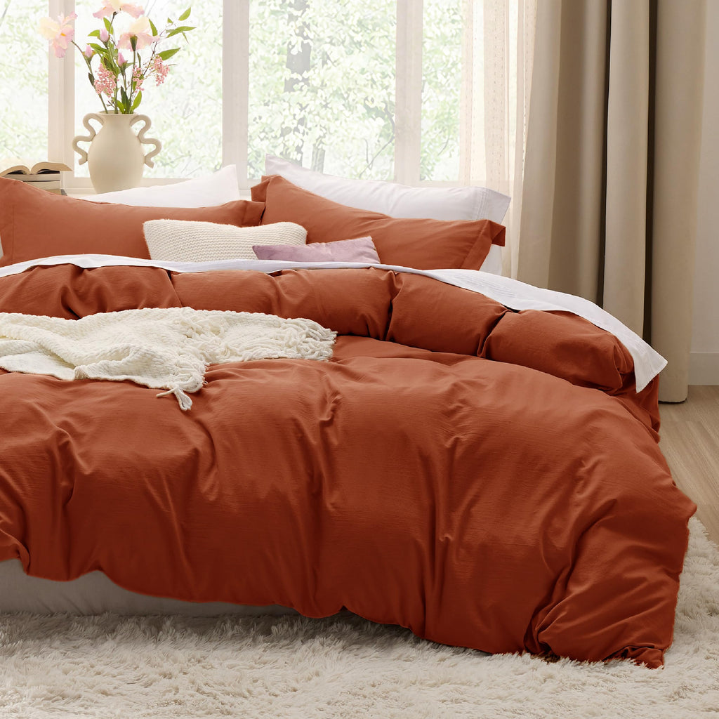 Bedsure Duvet Cover Queen Size - 3 Pieces Prewashed Cotton-Like Extra Soft Bedding Set, Includes 1 Duvet Cover 90x90 Inches with Zipper Closure & 2 Pillow Shams, Linen, Comforter Not Included