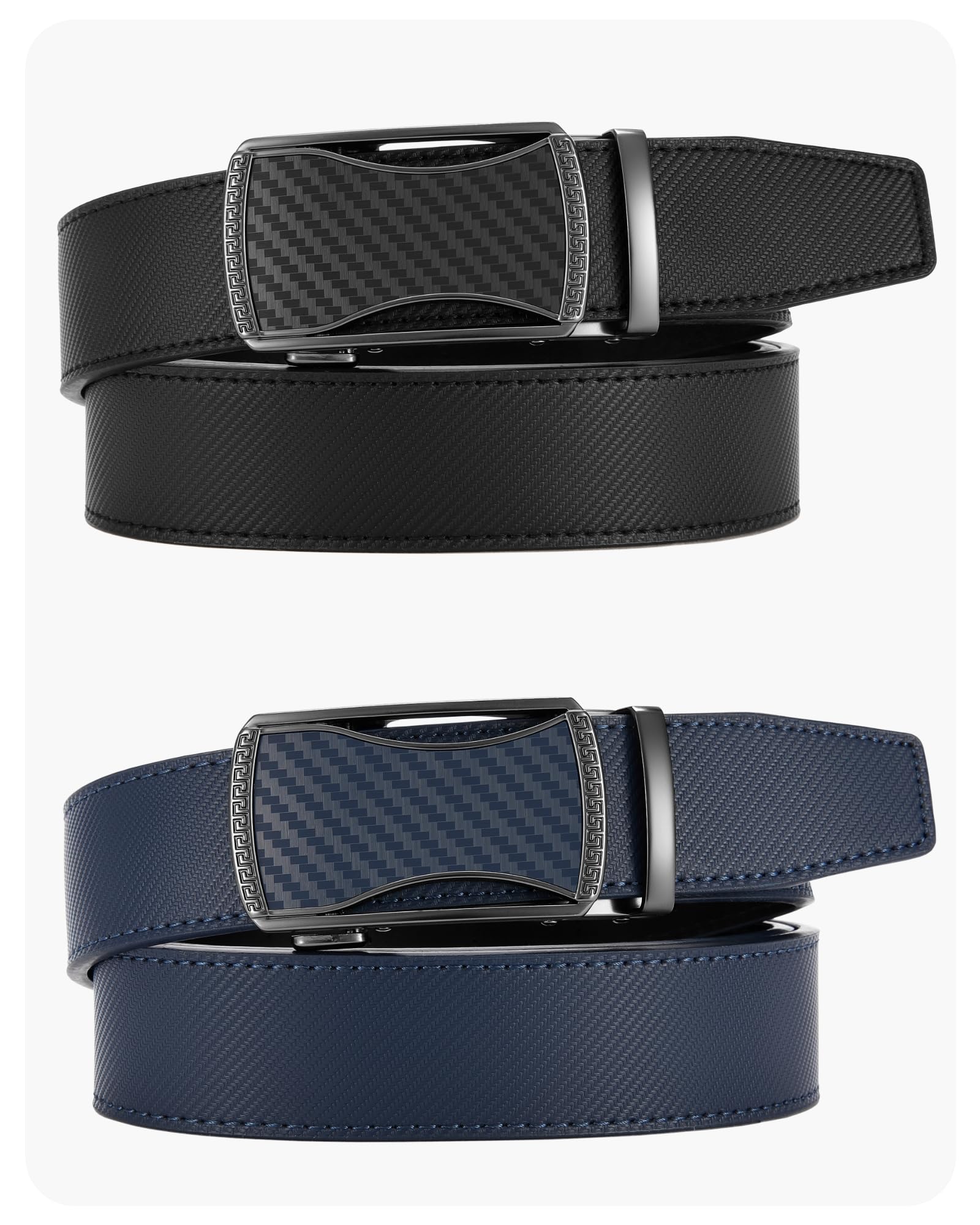 CHAOREN Ratchet Belts for Men 2 Pack - 1 3/8" Leather Belts Men