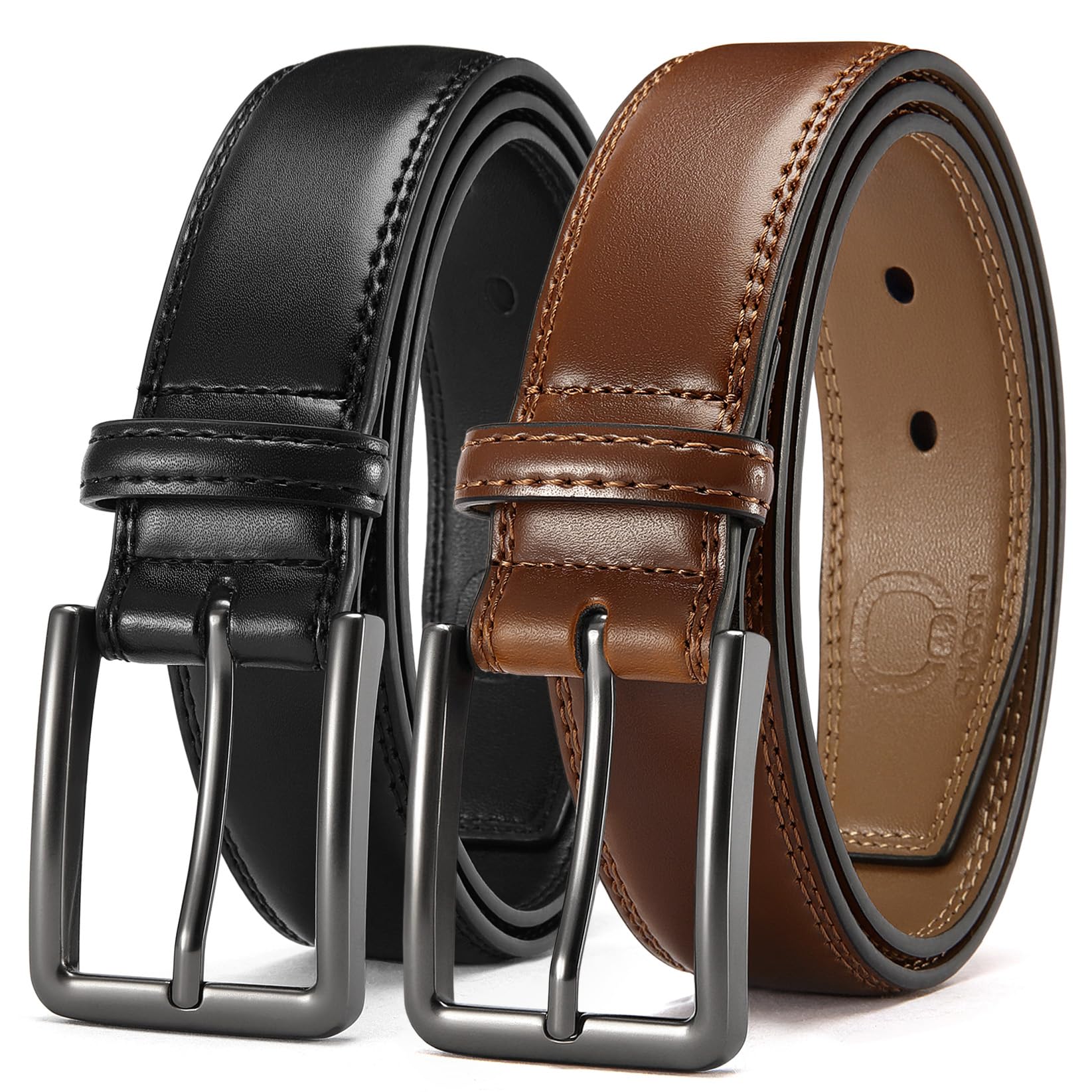 CHAOREN Leather Belts for Men - 1 3/8" Dress Belts Men - Considerate Gift for Work Business Casual Jeans
