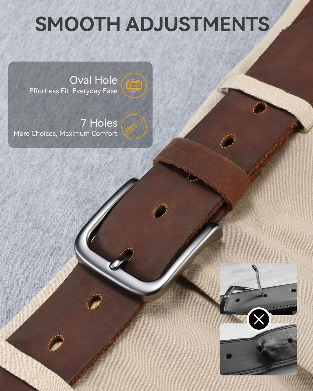 CHAOREN Belts Men - Full Grain Leather Belt for Jeans - Designed for Work Casual Occasion