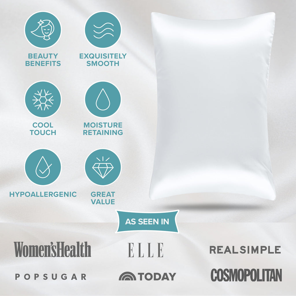 Bare Home 100% Mulberry Silk Pillowcase for Hair and Skin - Ultra Premium 6A Grade 19 Momme Silk Pillow Case - Hidden Zipper - Breathable Cooling Pillow Cover (Body, Silver)