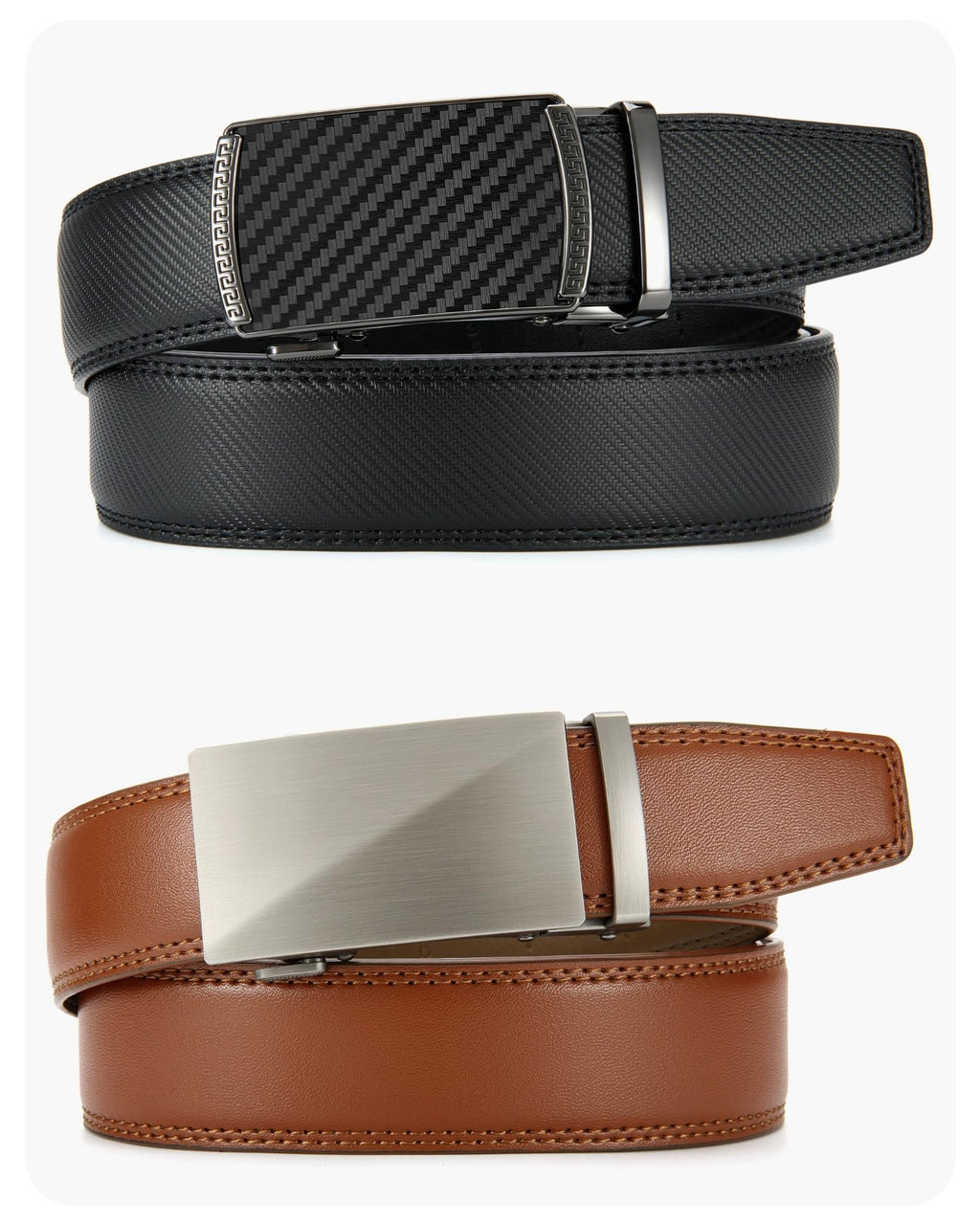 CHAOREN Ratchet Belts for Men 2 Pack - 1 3/8" Leather Belts Men