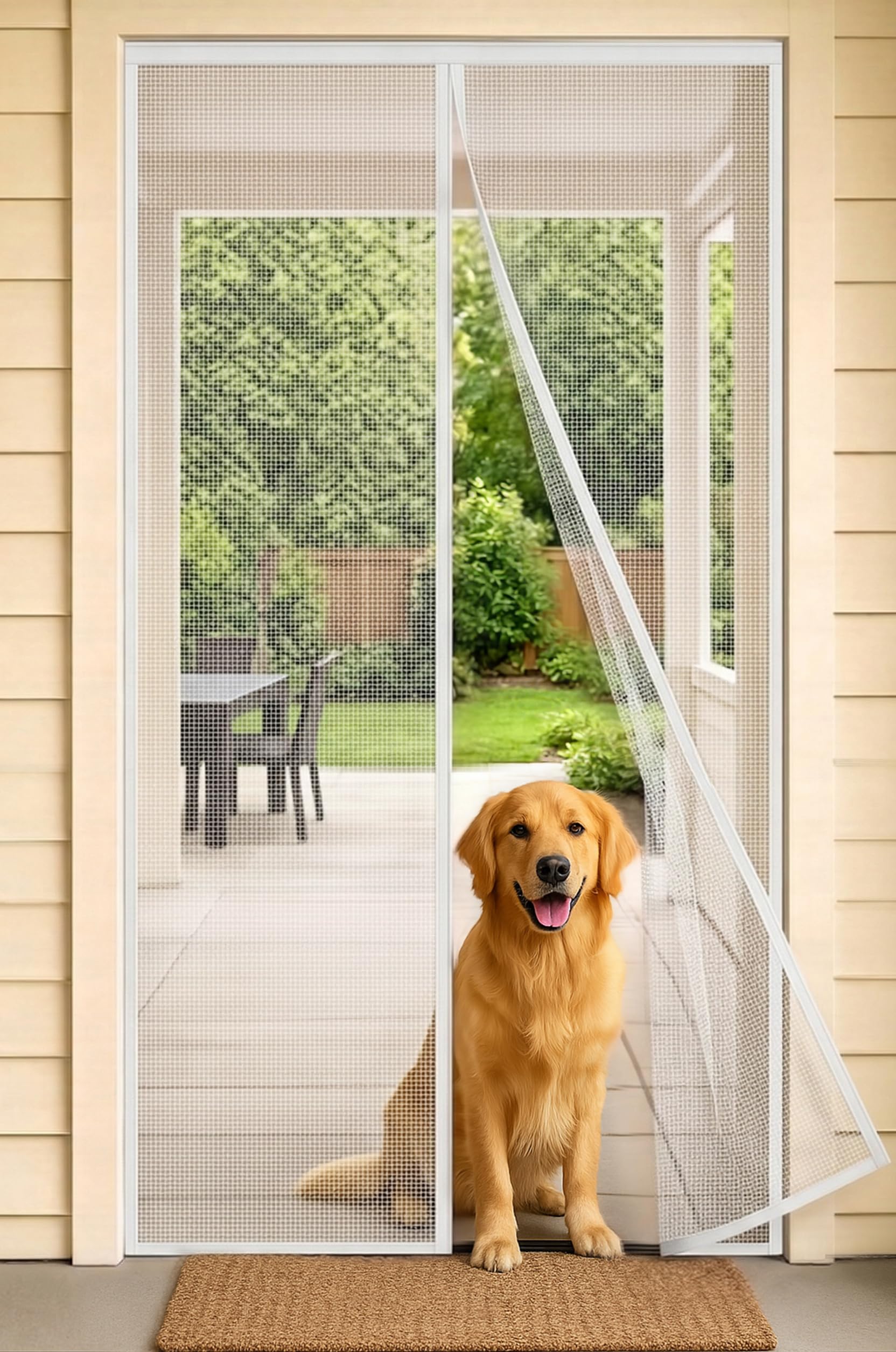 Magnetic Screen Door, Heavy Duty Fiberglass Moustiquaire Magnétique, Screen Mesh with Automatic Block Closure, Walk Through Easily, Fits Door Size up to 36-38" W x 80" H