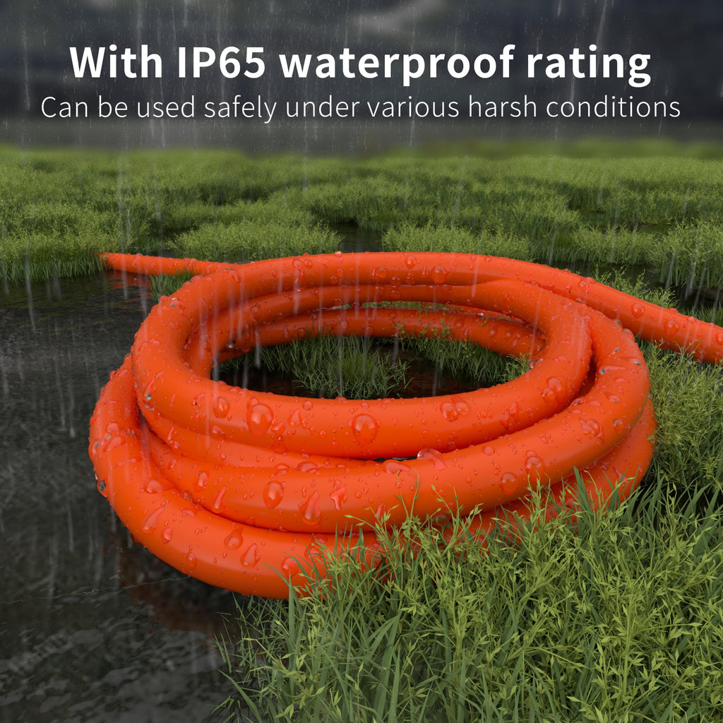 HUANCHAIN 12/3 Gauge Heavy Duty Outdoor Extension Cord 50 ft Waterproof with Lighted end, Flexible Cold-Resistant 3 Prong Electric Cord Outside, 15Amp 1875W 12AWG SJTW, Orange, ETL