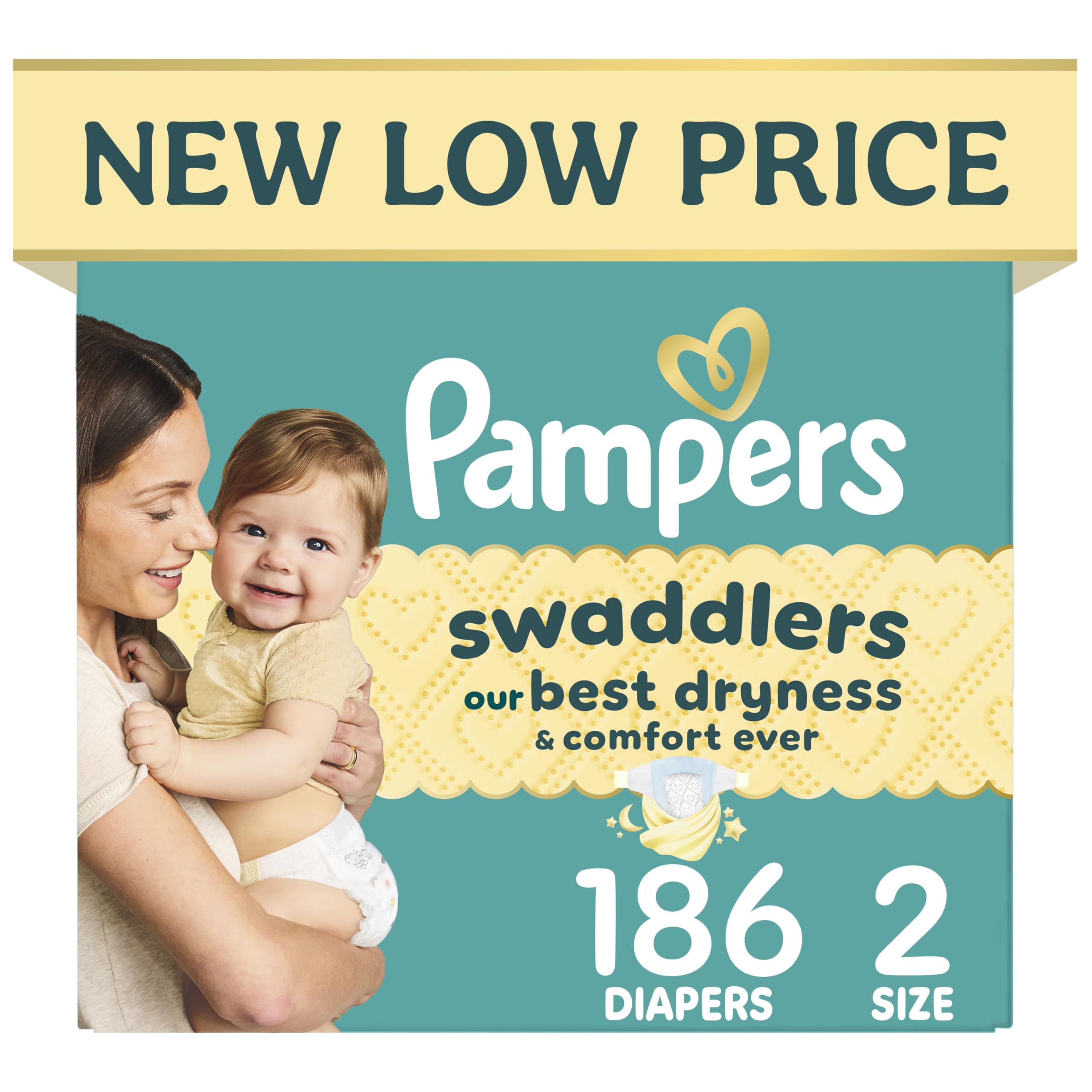 Pampers Swaddlers Diapers, Size 4 (15-34 lbs), 150 Count, Absorbent, Keeps Baby Dry and Comfortable, Skin Safe Disposable Baby Diaper