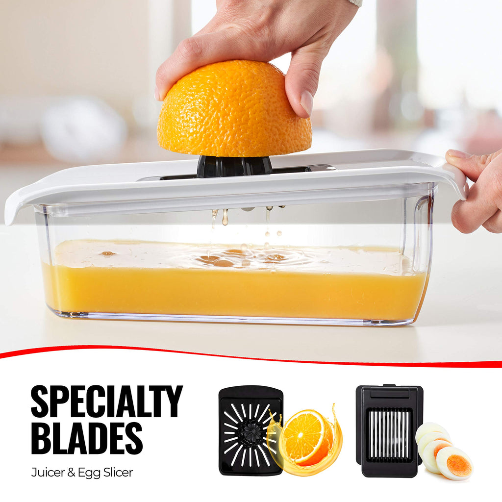 Fullstar Mandoline Slicer for Kitchen - Vegetable Slicer Spiralizer & Julienne Cutter for Veggie Cucumber Onion Potato Carrot - Cheese Grater - Kitchen Essentials Tools & Gadgets (PRO 6-in-1, White)