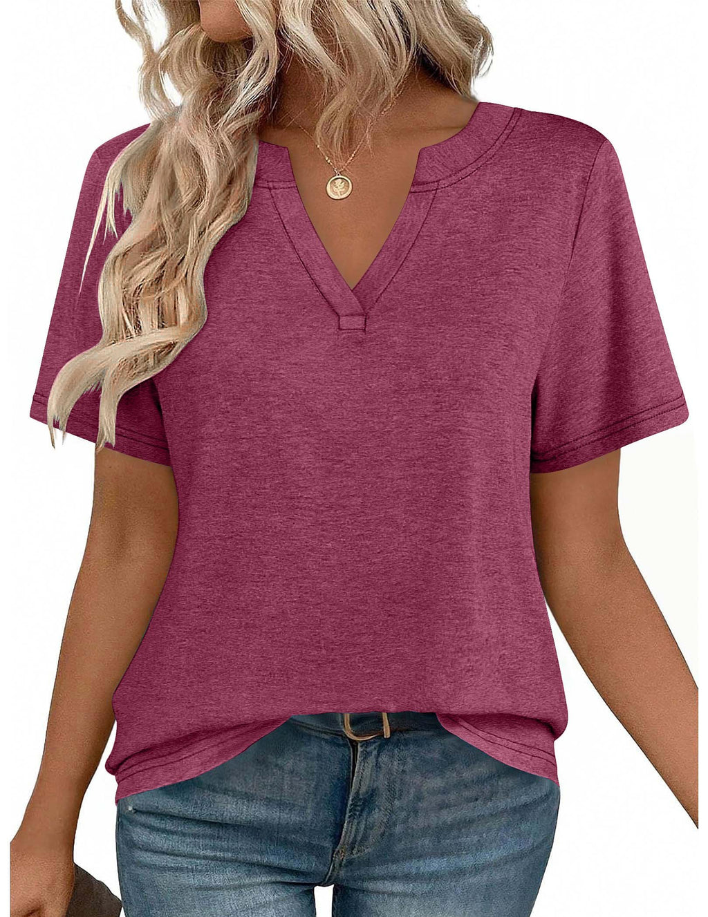 isermeo Womens Tops Short Sleeve V Neck Tee Shirts Cute Dressy Casual Summer Clothing Business Work Blouse S-XXL