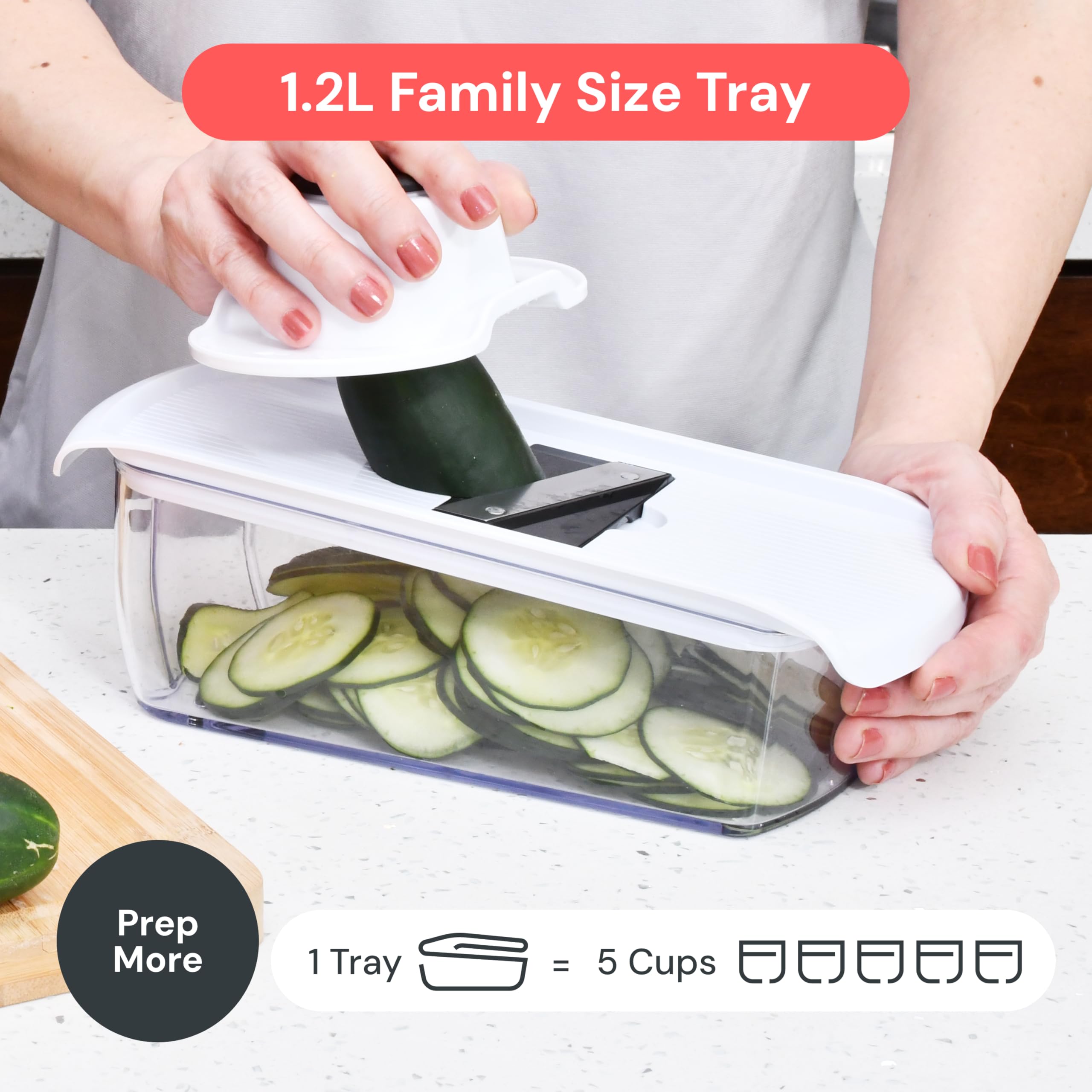 Fullstar Vegetable Chopper & Mandoline Slicer - Julienne Cutter Dicer Grater for Food Veggie Onion Cucumber Tomato Salad Potato Cheese - Kitchen Essentials & Gadgets (Compact 6-in-1, White)