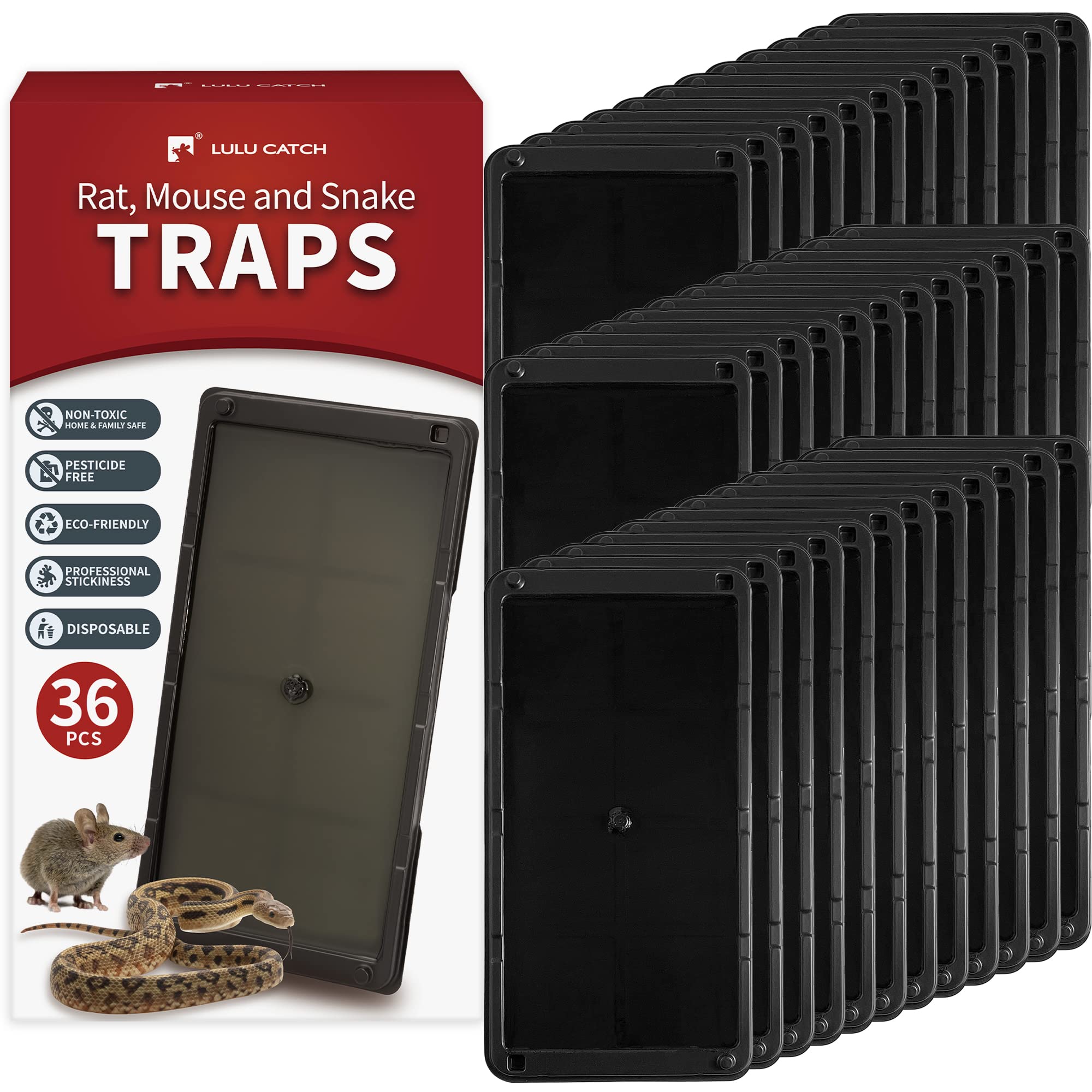 Lot de pièges à colle pour souris et rats, plateaux noirs empilés, 36 pièces