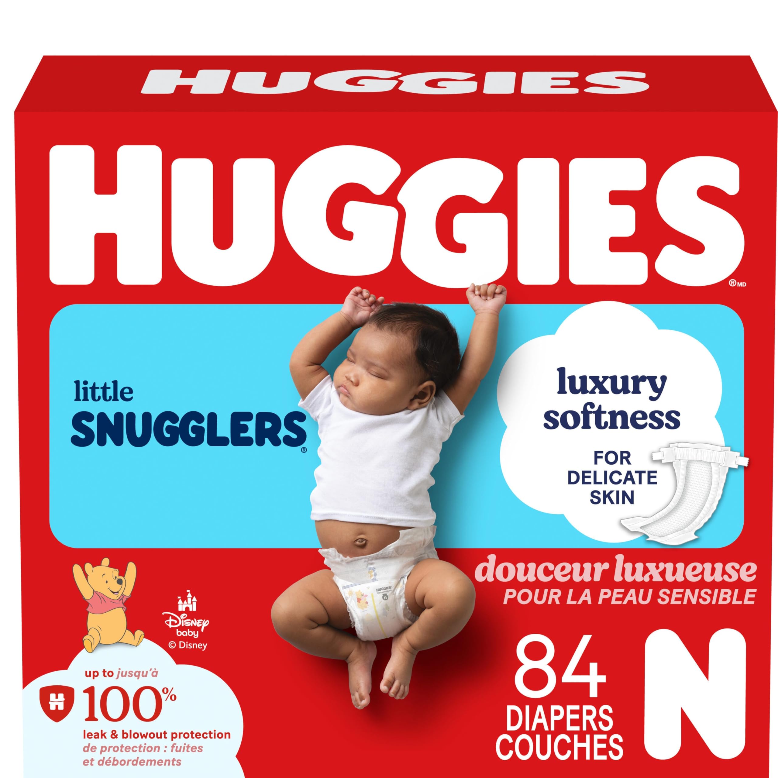 HUGGIES Newborn Diapers - HUGGIES Little Snugglers Disposable Baby Diapers, 84ct, Giga Pack