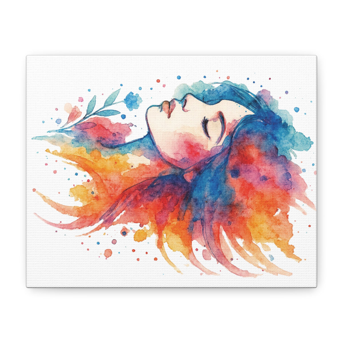 Watercolor Art Canvas, Colorful Home Decor, Boho Wall Art, Gift for Her, Colorful Portrait, Art for Living Room, Unique Gift Idea