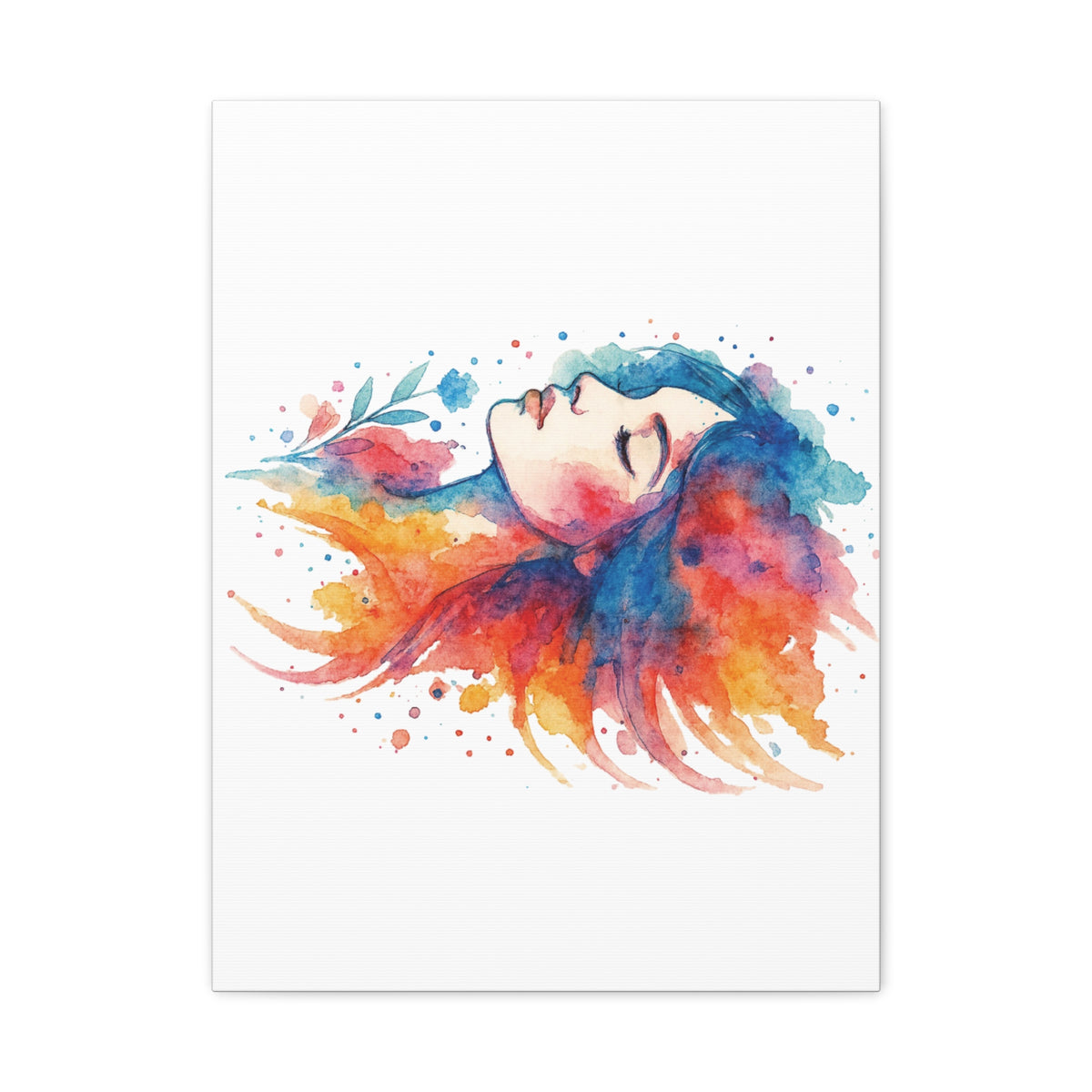 Watercolor Art Canvas, Colorful Home Decor, Boho Wall Art, Gift for Her, Colorful Portrait, Art for Living Room, Unique Gift Idea