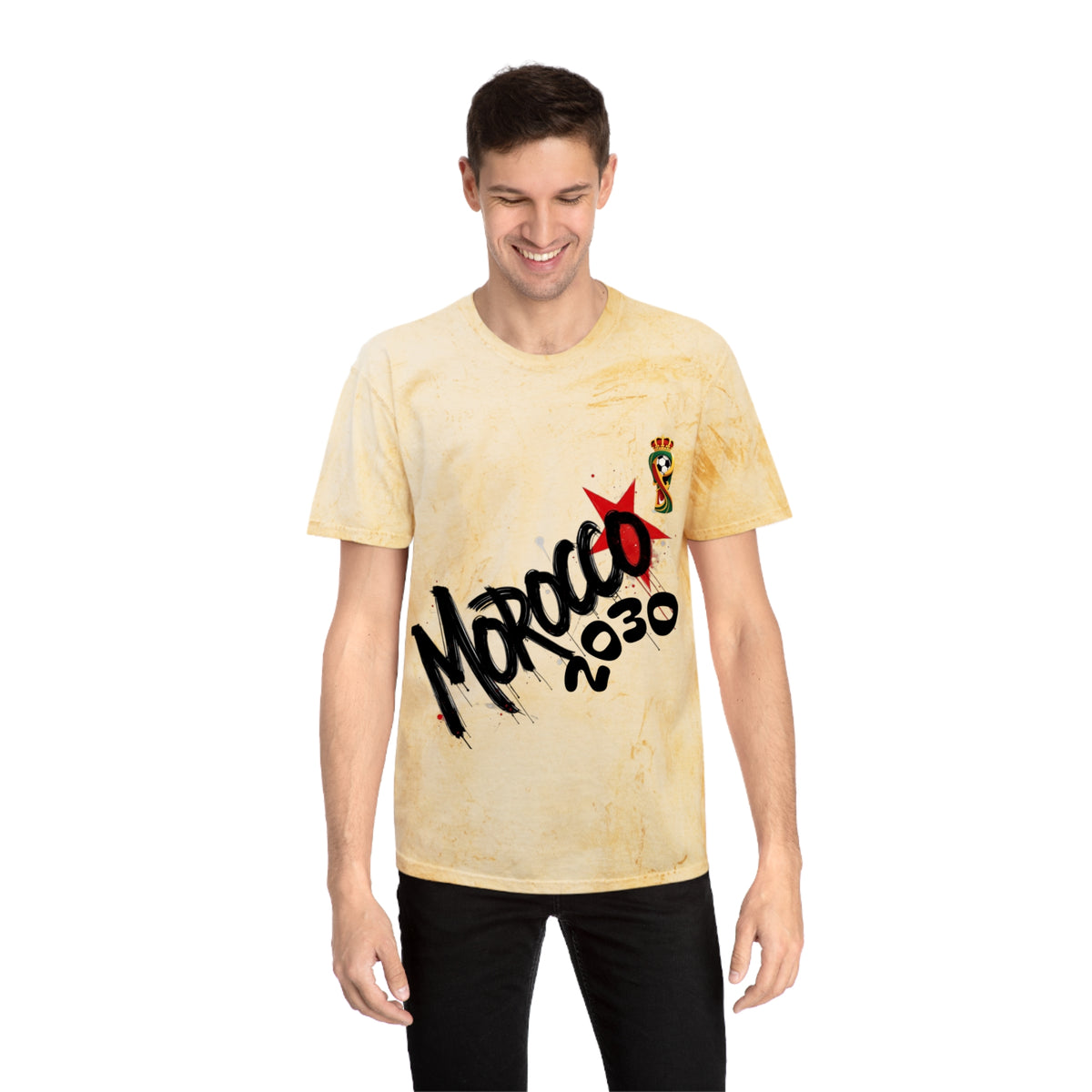 Unisex Color Blast T-Shirt, Morocco 2030 Tee, Trendy Graphic Shirt, Casual [...]