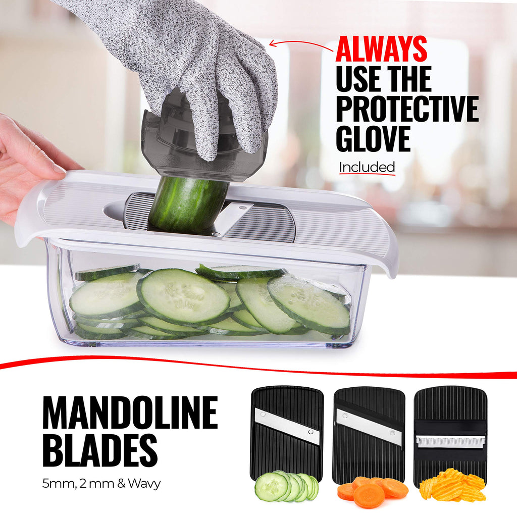 Fullstar Mandoline Slicer for Kitchen - Vegetable Slicer Spiralizer & Julienne Cutter for Veggie Cucumber Onion Potato Carrot - Cheese Grater - Kitchen Essentials Tools & Gadgets (PRO 6-in-1, White)