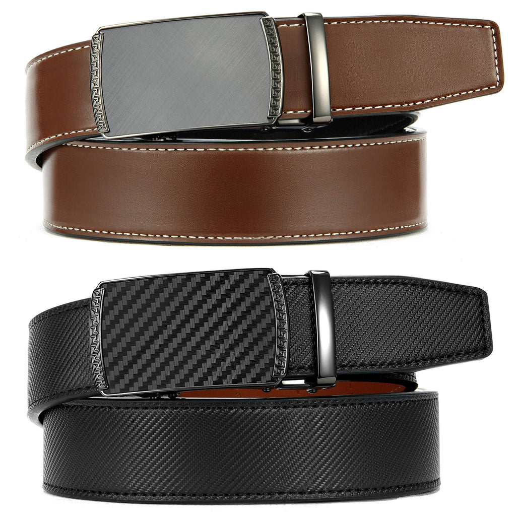 CHAOREN Ratchet Belts for Men 2 Pack - 1 3/8" Leather Belts Men