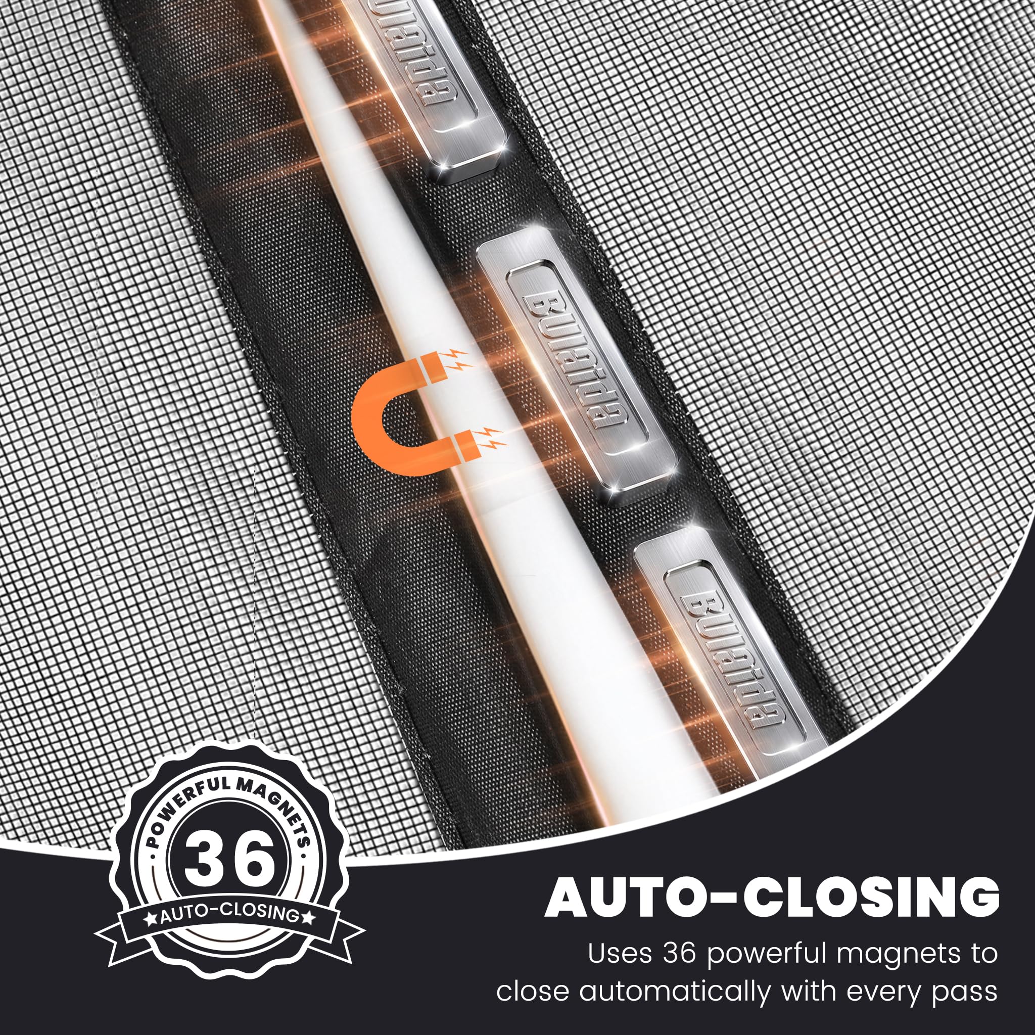 Magnetic Screen Door, Heavy Duty Fiberglass Moustiquaire Magnétique, Screen Mesh with Automatic Block Closure, Walk Through Easily, Fits Door Size up to 36-38" W x 80" H