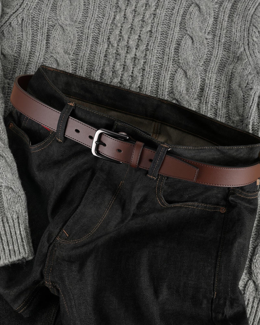 CHAOREN Mens Belts Leather - 35mm Genuine Leather Belts for Men - Ideal Match for Casual Jeans
