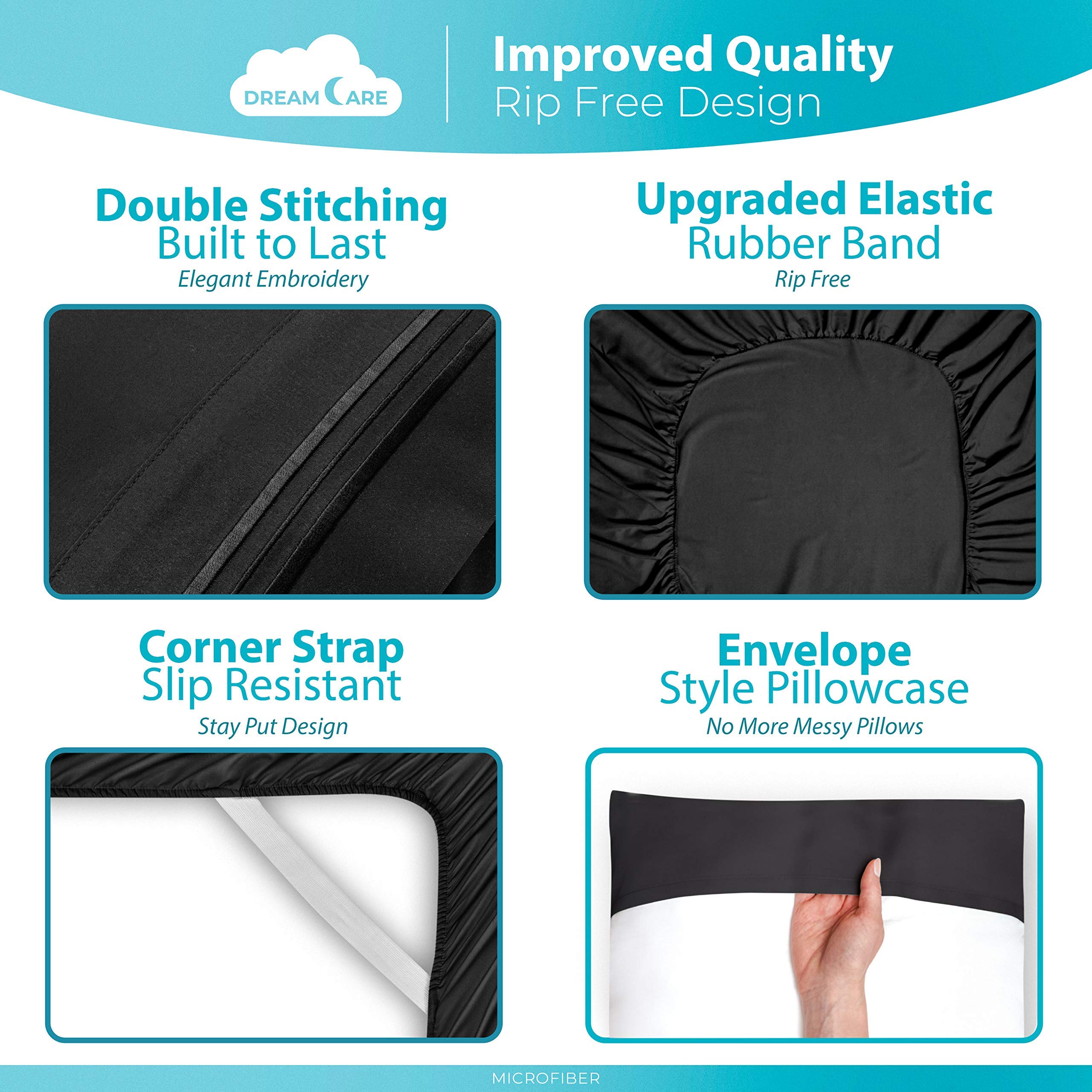 DREAMCARE Bedding Sets Queen - 6 Piece Queen Bed Sheets - Deep Pocket up to 15 in - Draps Lit Queen - Luxury Hotel Sheets & Pillowcases Set - Shrink & Fade Resistant (Queen, Navy Blue