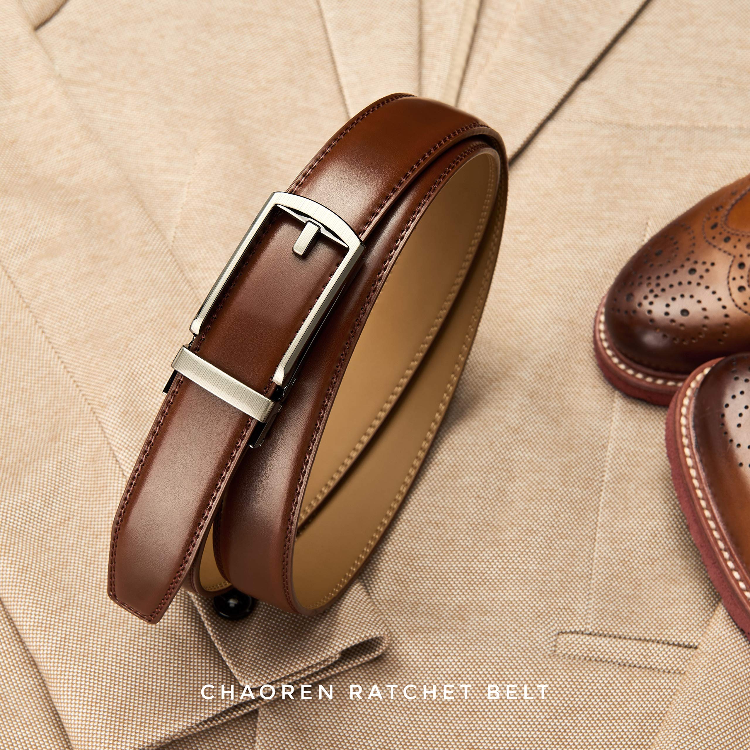 CHAOREN Ratchet Belts Men Buckley Belt, 1 1/4" Mens Belts Leather Dress Belt, Companion to Formal Suit