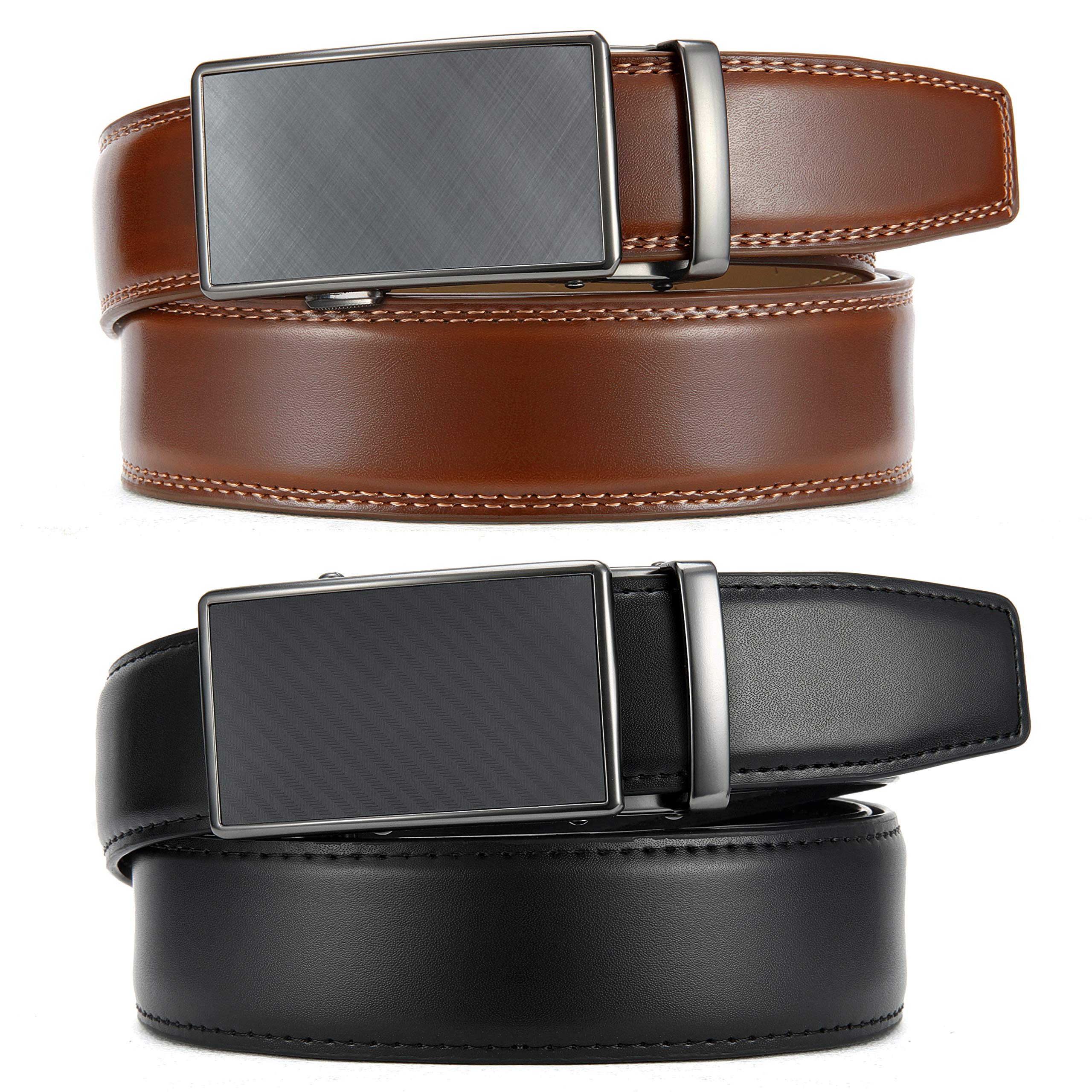 CHAOREN Ratchet Belts for Men 2 Pack - 1 3/8" Leather Belts Men