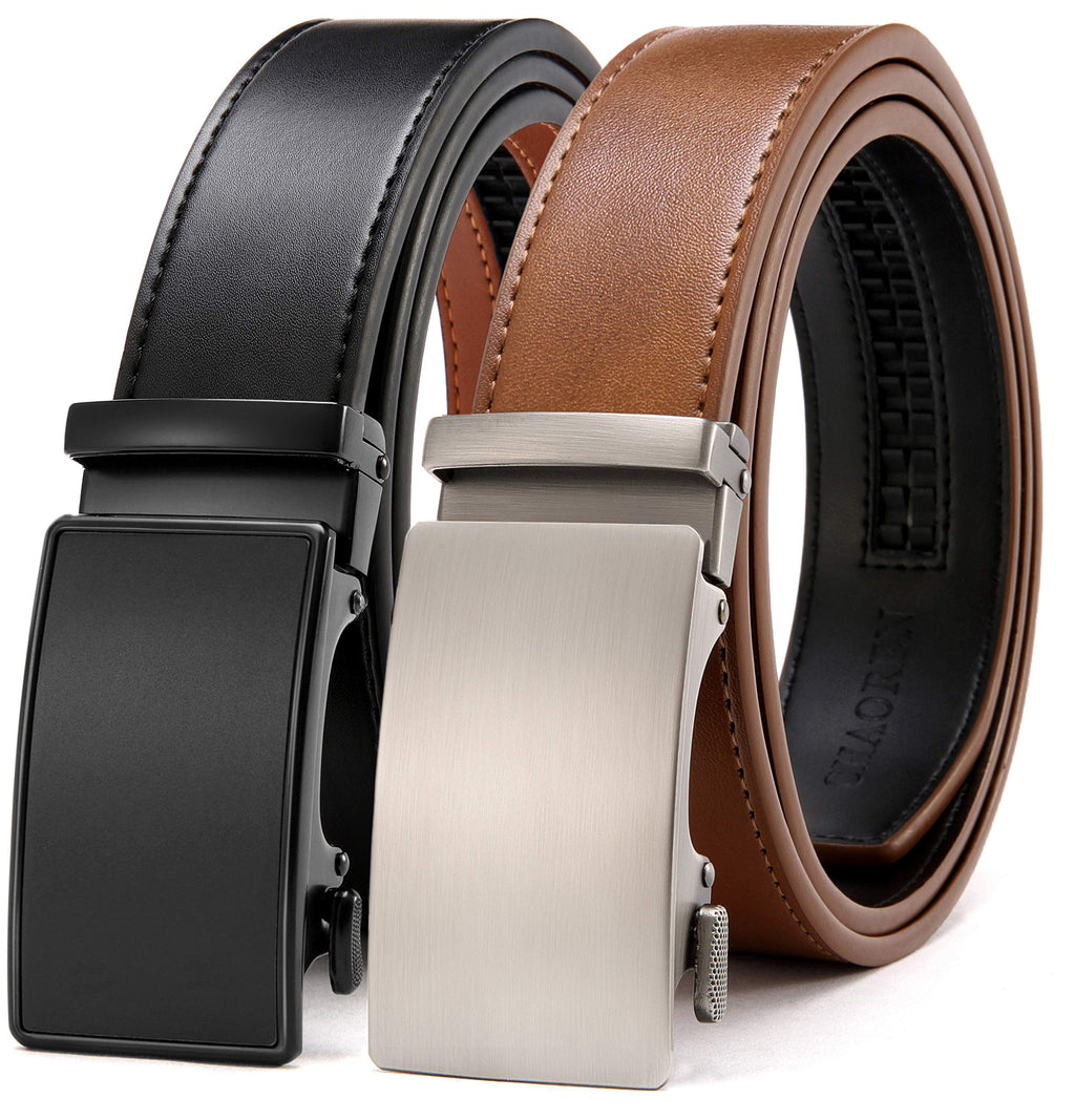 CHAOREN Ratchet Belts for Men 2 Pack - 1 3/8" Leather Belts Men