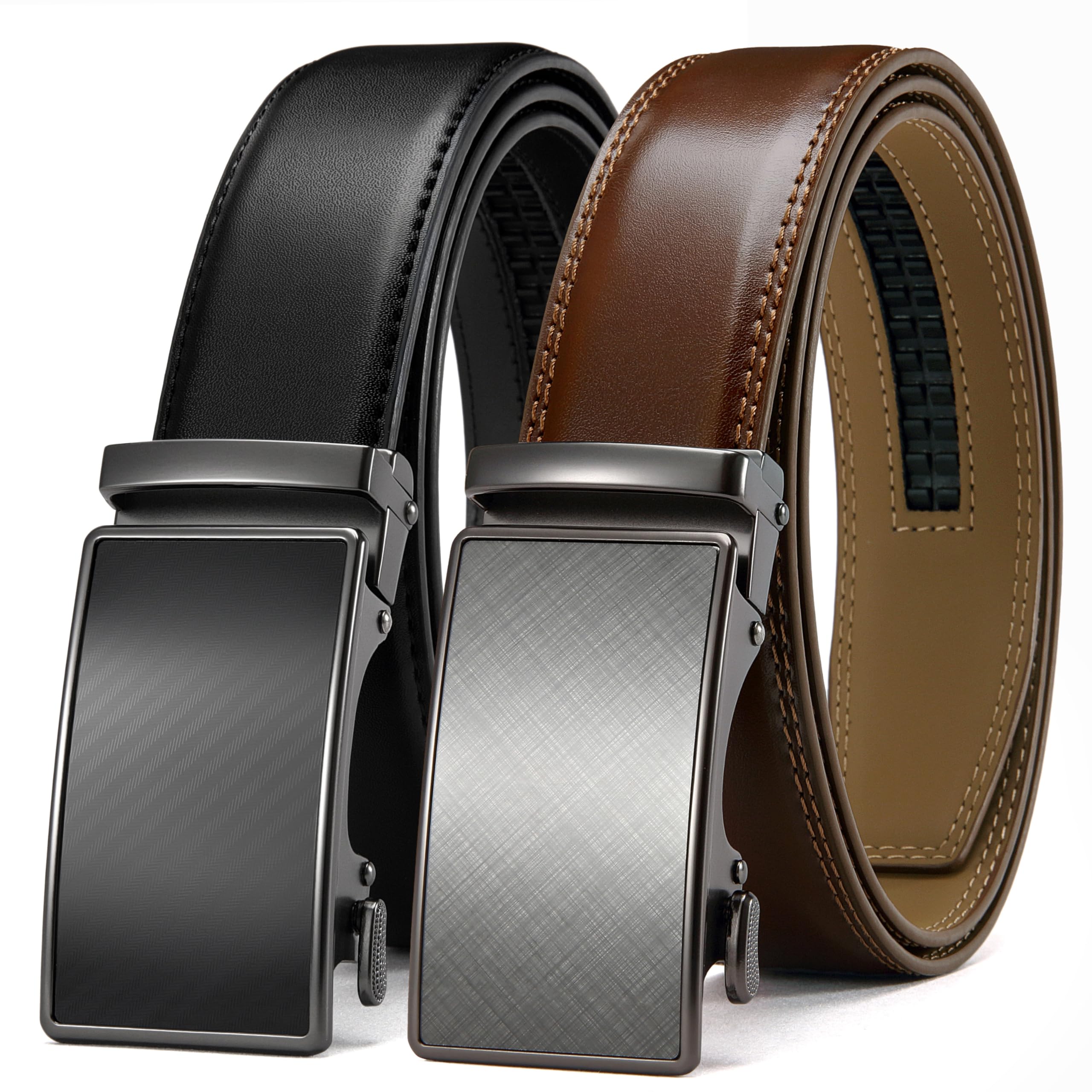 CHAOREN Ratchet Belts for Men 2 Pack - 1 3/8" Leather Belts Men