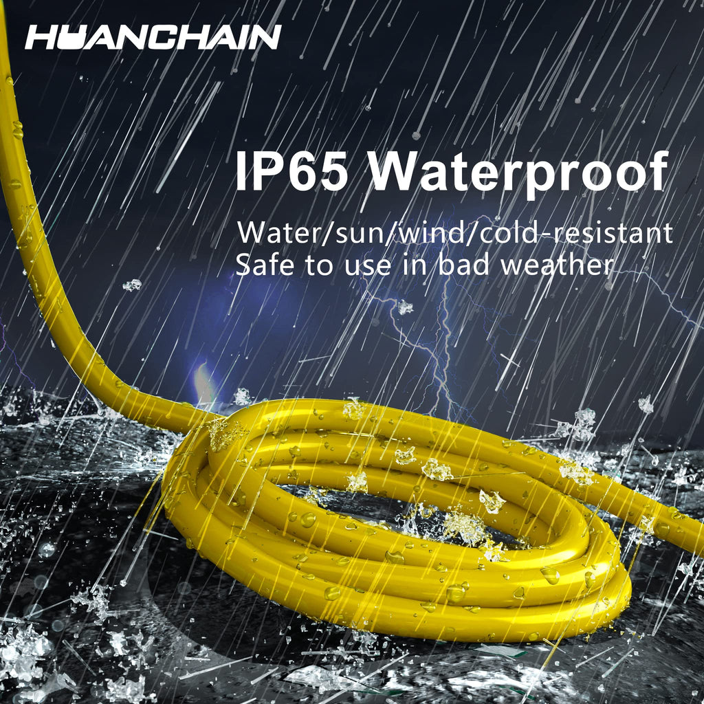 HUANCHAIN Indoor Outdoor Black Extension Cord 15 ft Waterproof, 16/3 Gauge Flexible Cold-Resistant Appliance Extension Cable Outside, 13A 1625W 16AWG SJTW, 3 Prong Electric Cord, ETL