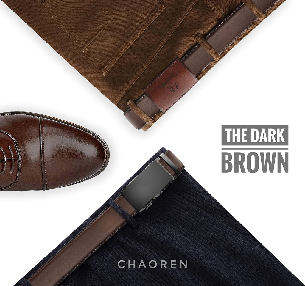 CHAOREN Ratchet Belts Men, 1 3/8" Mens Belts Leather for Dress, Micro Adjustable Fit Everywhere