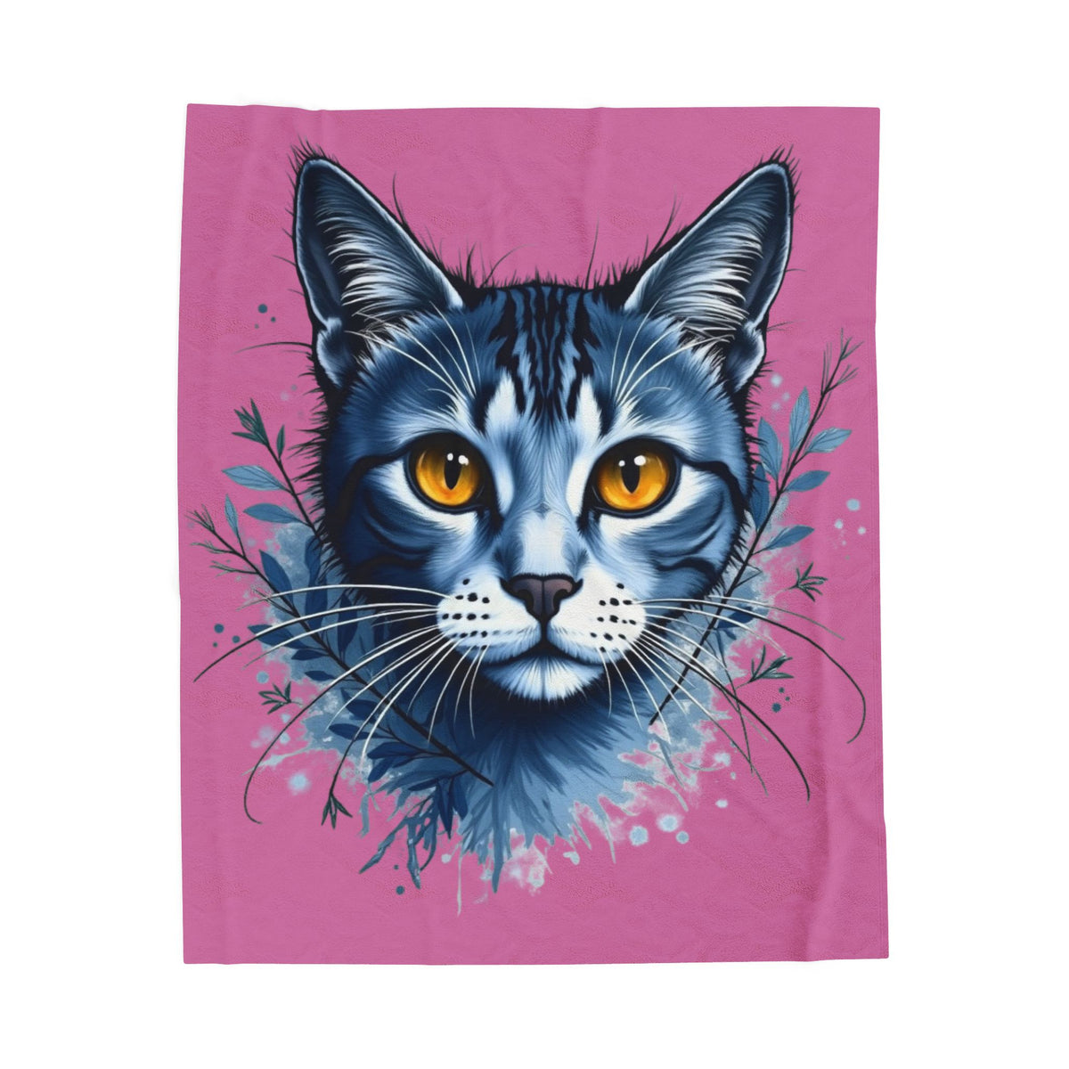 Cozy Cat Lover's Velveteen Plush Blanket | Soft Throw for Pet Lovers, Home Decor, Gift for Cat Owners, Warm Blanket, Feline Art, chat