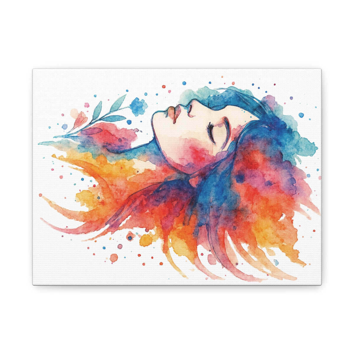 Watercolor Art Canvas, Colorful Home Decor, Boho Wall Art, Gift for Her, Colorful Portrait, Art for Living Room, Unique Gift Idea