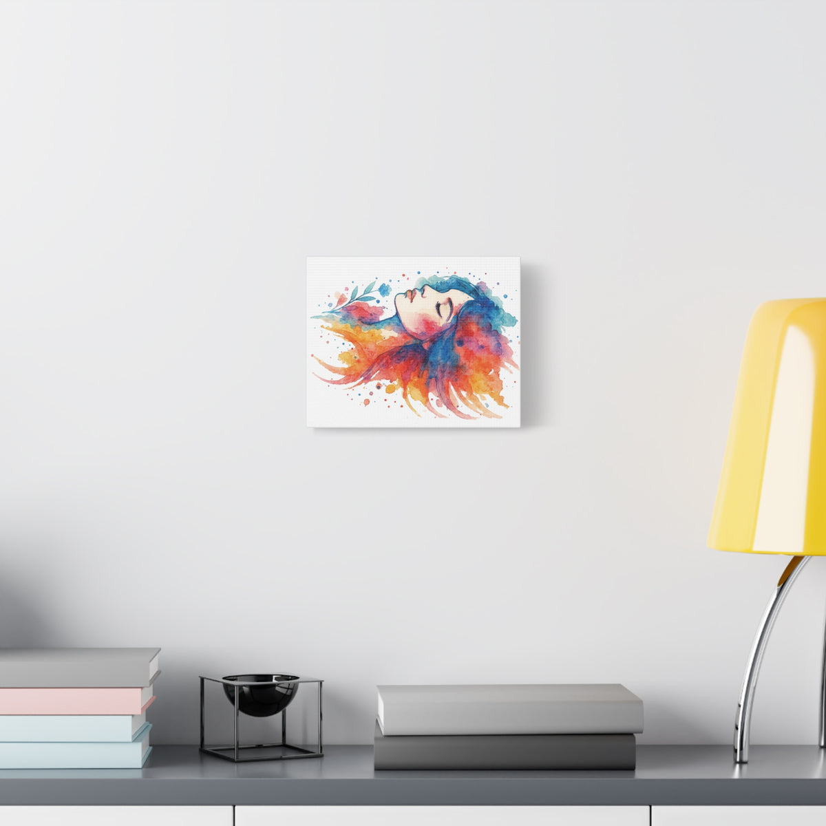 Watercolor Art Canvas, Colorful Home Decor, Boho Wall Art, Gift for Her, Colorful Portrait, Art for Living Room, Unique Gift Idea