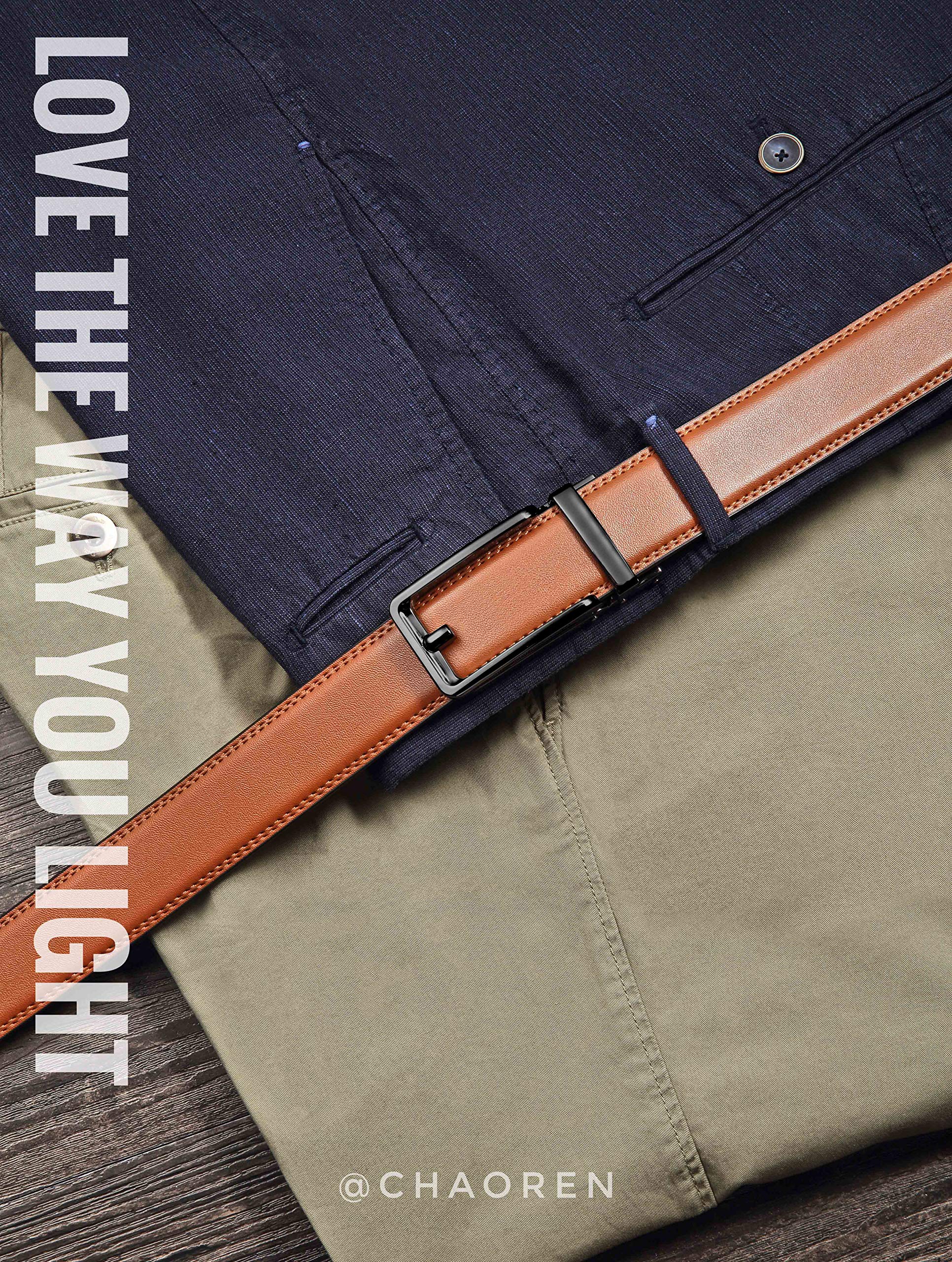 CHAOREN Ratchet Belts Men, 1 3/8" Mens Belts Leather Buckley Belt, Perfect Companion to Men's Oxfords